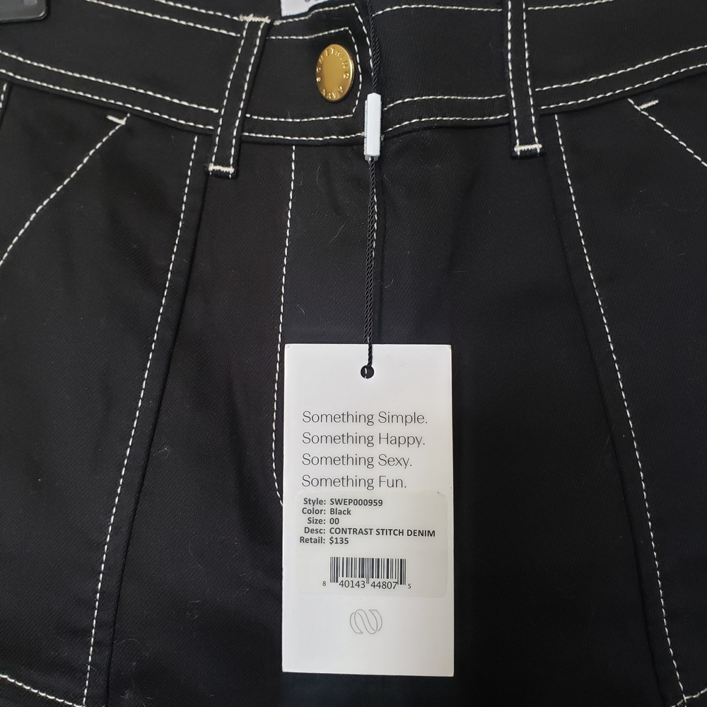 Something Navy Black Contrast Stitch Jeans NWT retail $135. SZ 00 - Picture 6 of 7